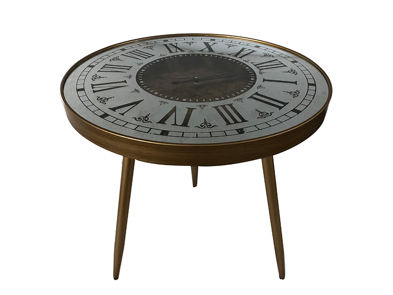 Accent Table Round Top With Vintage Clock